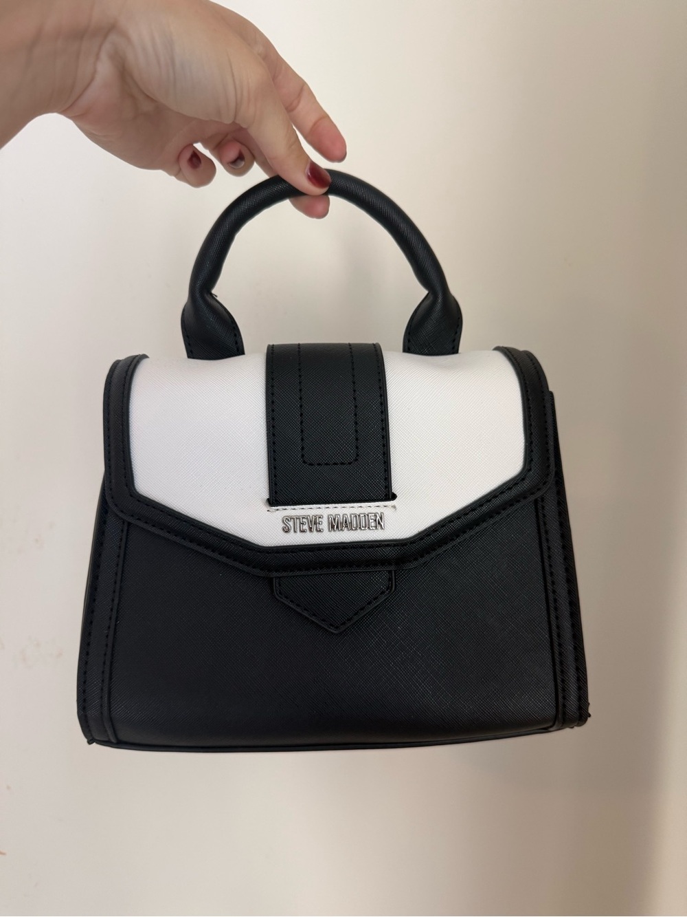 Steve Madden Black and White Mini Top-Handle Satchel